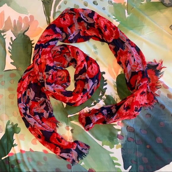 Accessories - Red and purple pattern scarf